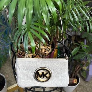 Michael Kors White Wristlet with Gold Logo